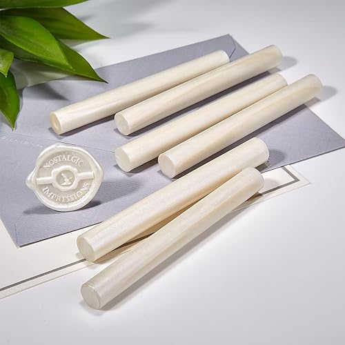 White Pearl - Pistola de pegamento prémium para sellos, cartas, invitaciones de boda, paquete de 6