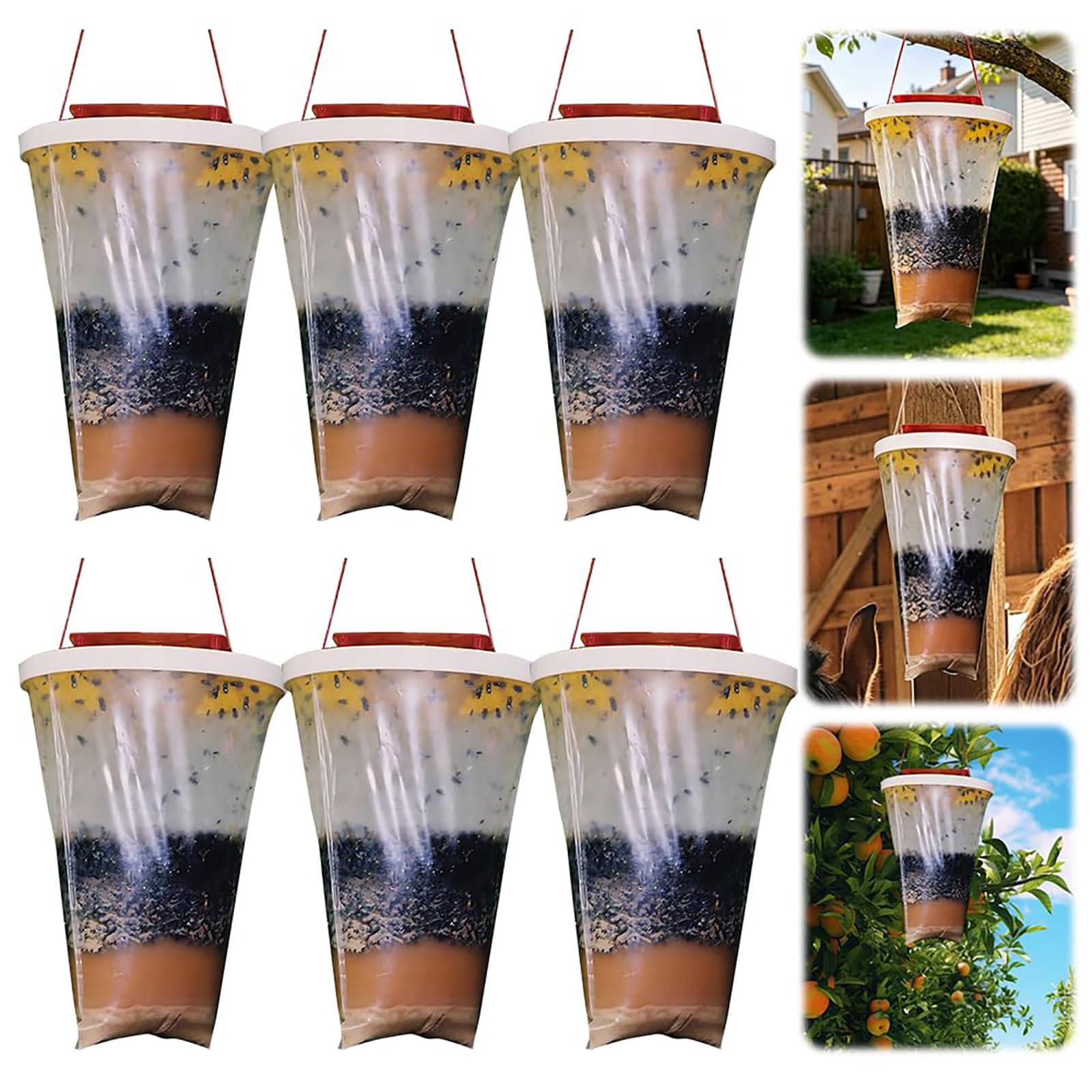 Trappola per mosche per esterni con borsa per esche, resistente alle intemperie e facile da appendere, ideale per giardino, patio, campeggio