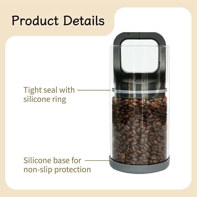 Frasco Hermético para Café con Tapa a Presión, Vidrio, 1.45L (50oz), Negro miniatura 5