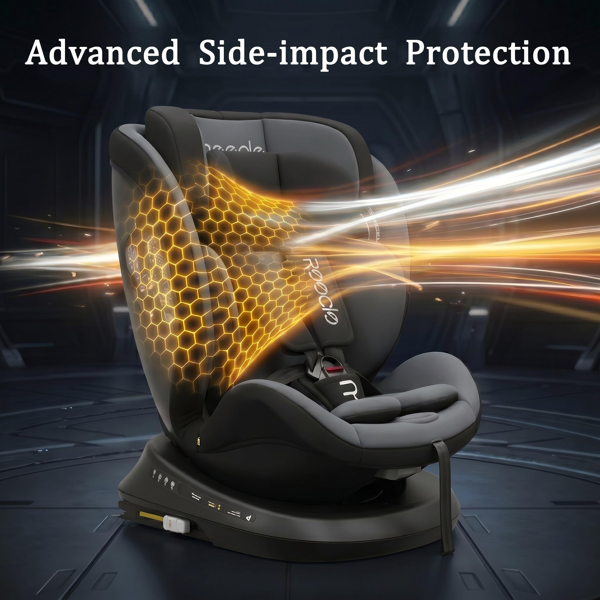 Reecle Kindersitz 360 i-Size Autositz 40-150 cm 360 Grad drehbar ISOFIX Schwarz