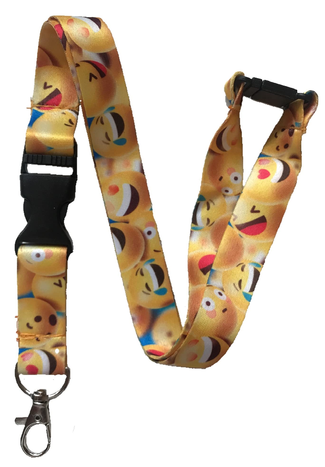 Pac Supplies Global Yellow Emoji Children's Size Emoji Lanyard With Safety Breakaway & Detachable Buckle Clip - Designed Exclusively For Childen (Yellow Emoji)