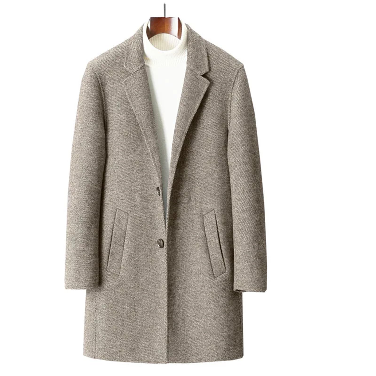 Cappotto da uomo in feltro felpato a doppia faccia di media lunghezza collare casual cappotto Business vestiti fuori