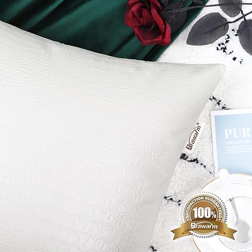 Miniatura 127 de BRAWARM Fundas de almohada de piel sintética de 16 x 16 pulgadas, paquete de 2 fundas de almohada de cuero plateado, almohadas decorativas de piel