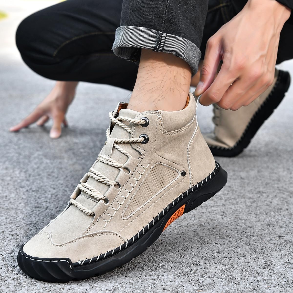 Zapatos ortopédicos de cuero hechos a mano para mujer, cómodos, antideslizantes, con soporte de arco para mujer, impermeables, zapatos de senderismo al aire libre, zapatos ortopédicos suaves para