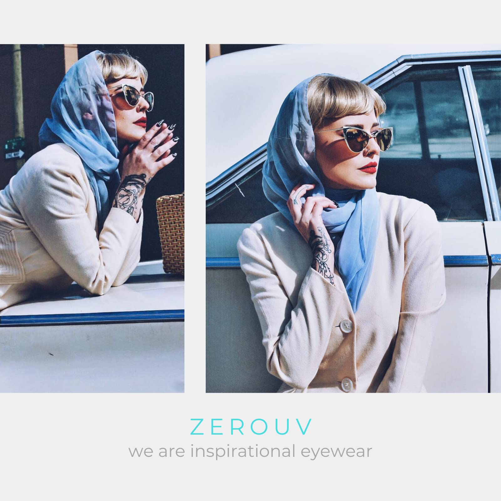 zeroUV Womens Fashion Full Metal Color Mirrored Lens Cat Eye Sunglasses (Gold Ice)