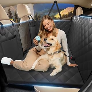 Btefd Back Seat Extender for Dogs, Dog Car Seat Cover for Back Seat Supports 420lbs, Hard Bottom Backseat Extender for Dogs, Waterproof Dog Hammock for Car, SUV, Truck Black
