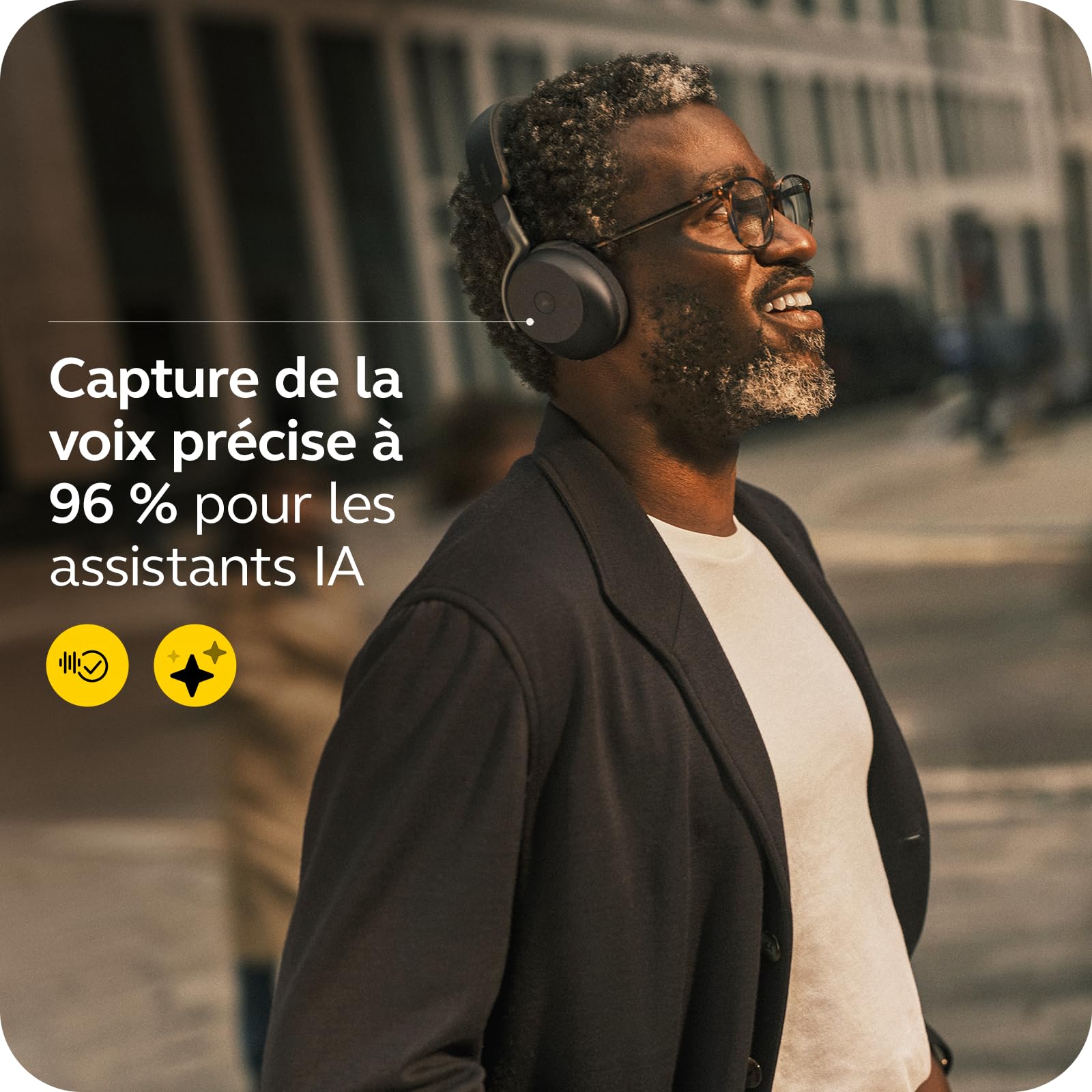 Jabra Evolve3 75 Casque on-Ear Bluetooth sans Fil avec Micro et Station de Charge pour Travail, USB-C, IA Appel Vocal, ANC Avancée, 22h, MS Teams Certifié, Noir