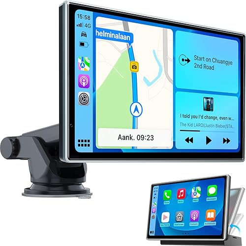 Actualización Westods Wireless Apple Carplay y Android Auto, pantalla HD IPS portátil de 7 pulgadas, navegación GPS, audio Bluetooth, AirPlay,