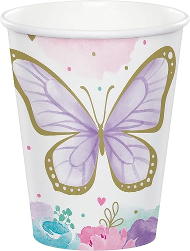 Golden Butterfly Paper Cups, 8 ct