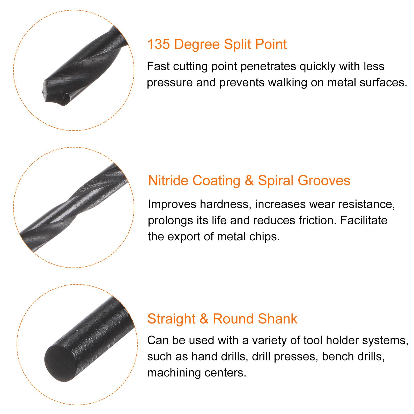Sourcing Map Lot De 4 Forets Hélicoïdaux En Acier Rapide Avec