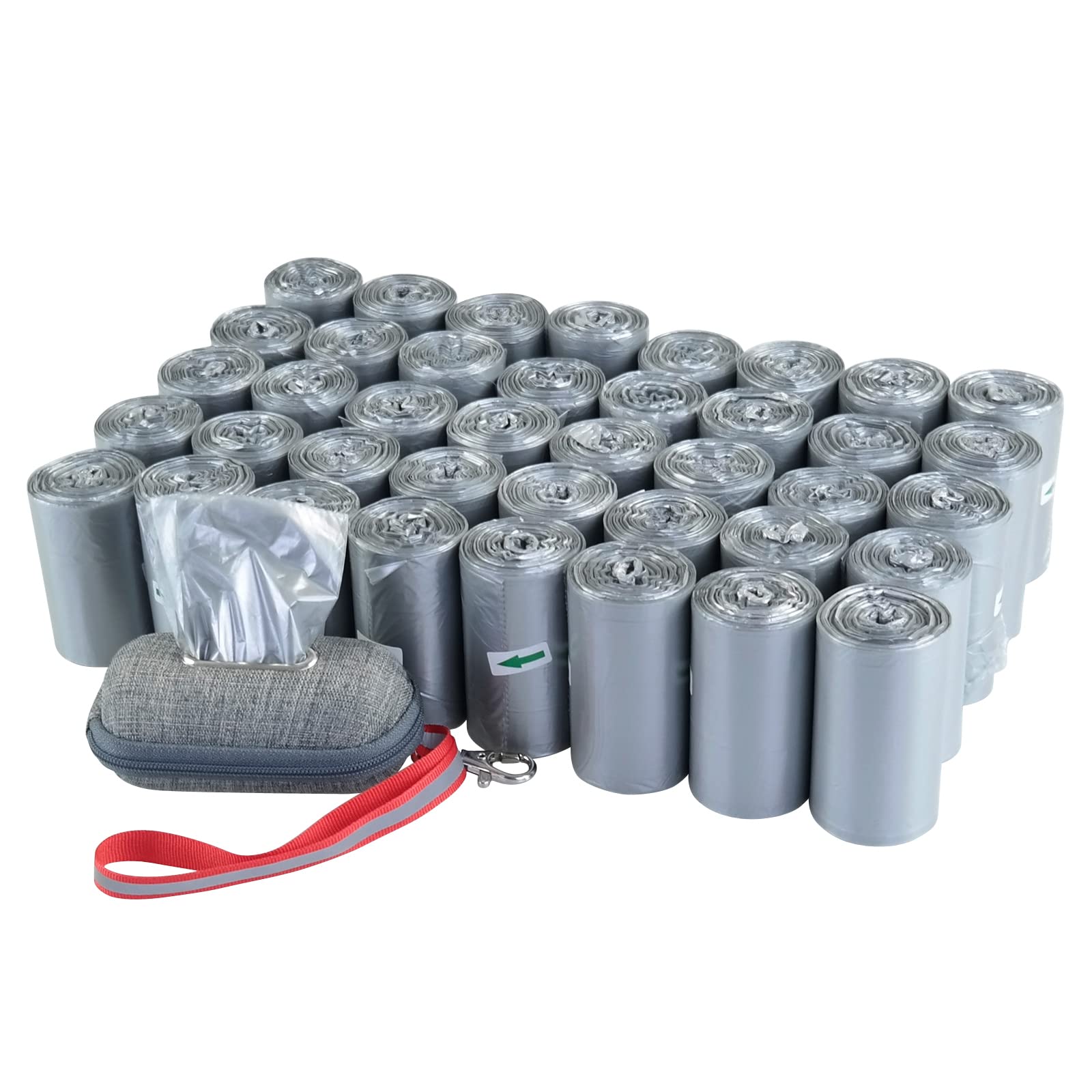 Saedy - Bolsas de basura para perros con dispensador, bolsas de caca gris, 1400 bolsas/40 rollos