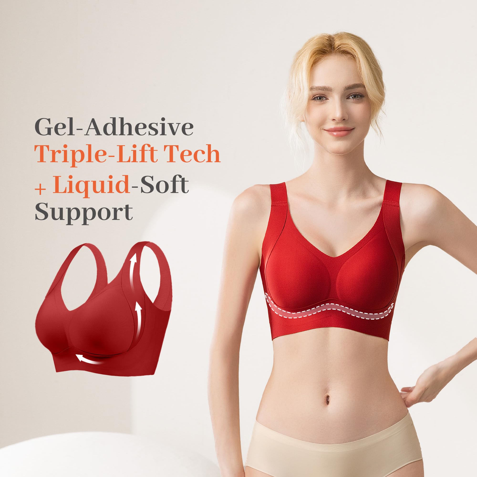 Fittingirls Reggiseni Taglie Forti per Donna Senza Ferretto - Copertura Completa, Reggiseni Quotidiani Comodi Imbottiti