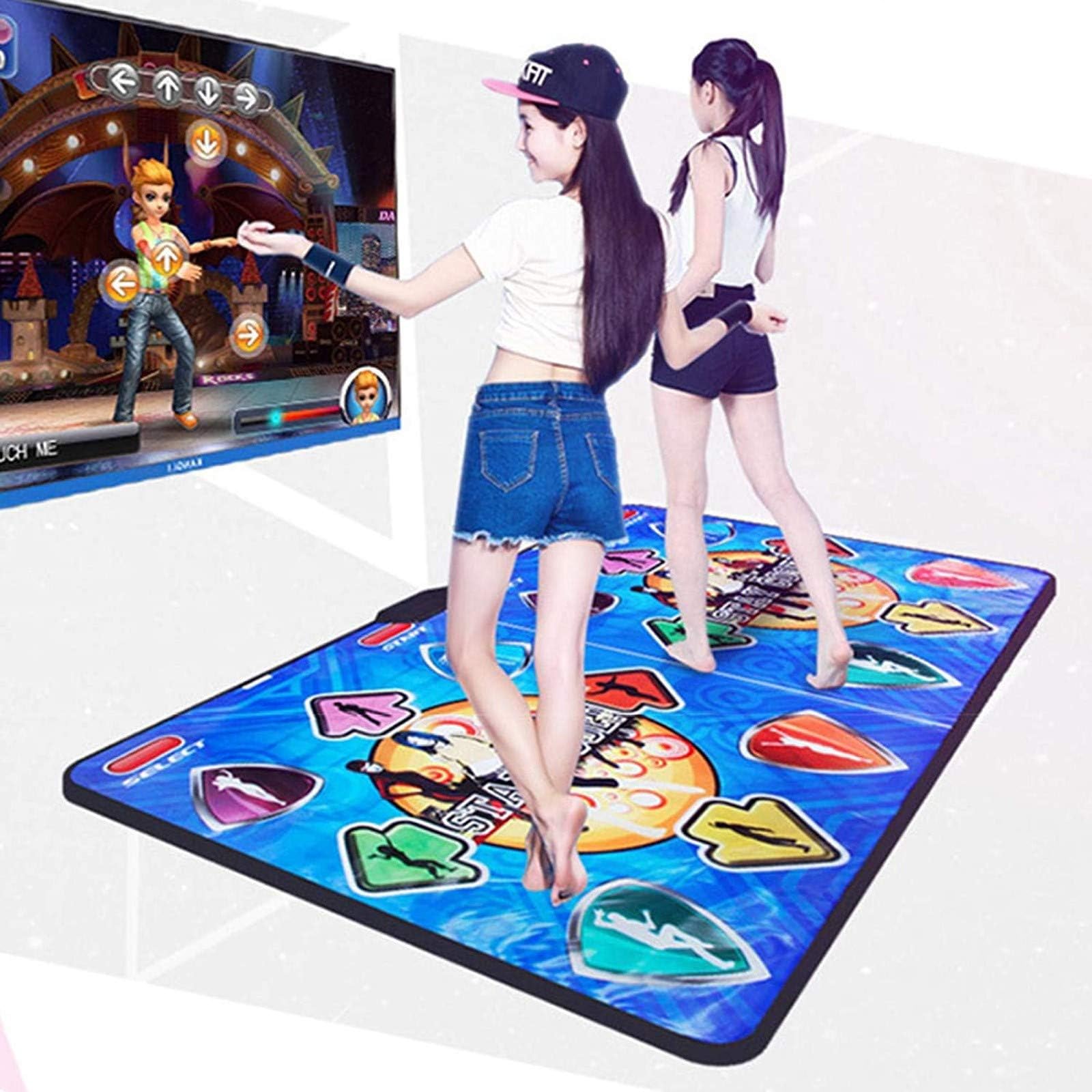 Dance Mat Game, TV Double User Dance Mats for Kids and Adults, AV Wireless Non-Slip Dancer Step Pads for Dancers, Family Game Gym Double User Dance Mats at Home (B)