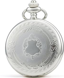 Vintage Elegant Carving Pocket Watch Mechanical Hand Wind (Silver)