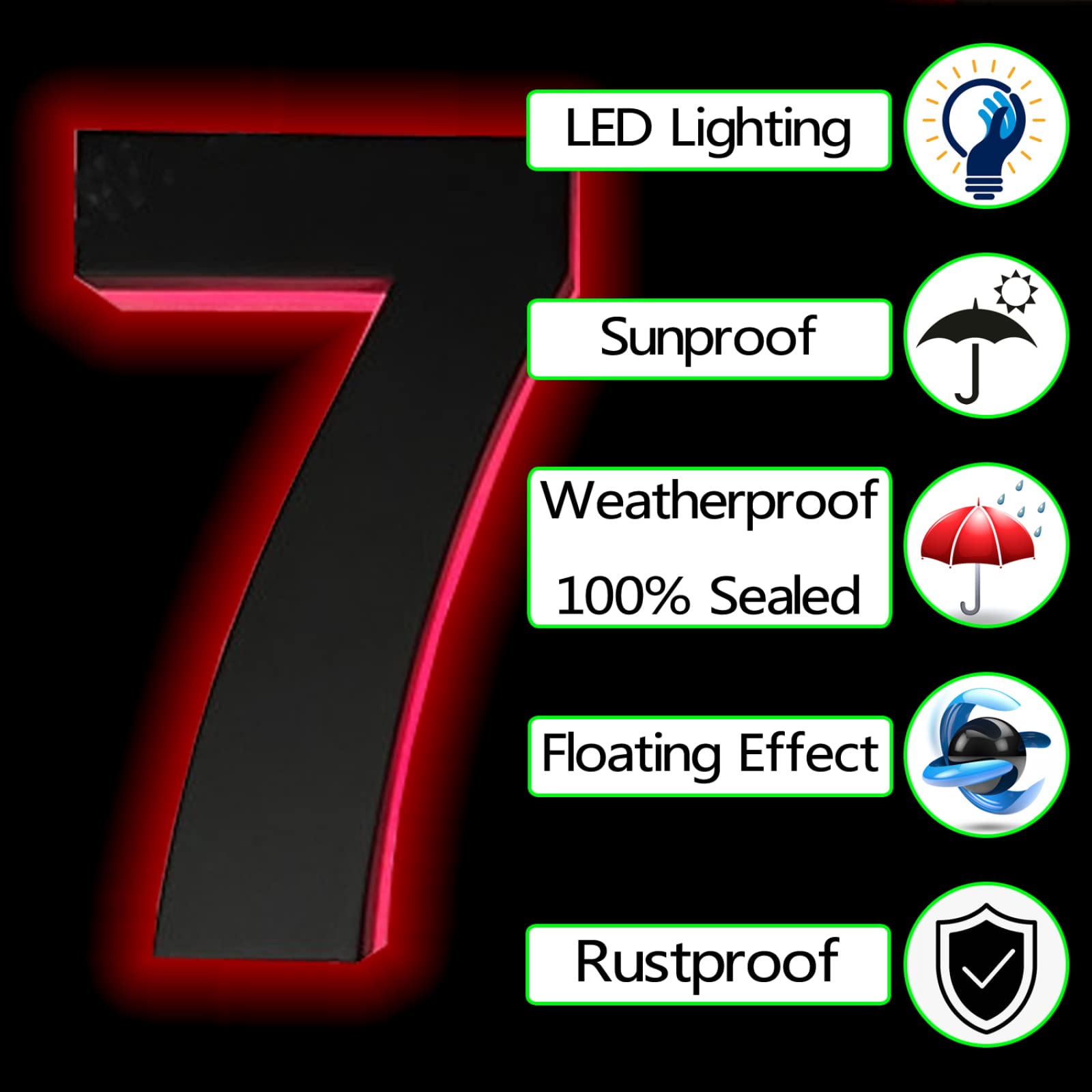 Números de Casa Con Luz LED Retroiluminada 18" Acero Inoxidable Pulido A Mano Para Carteles Dirección de Casa Números de Casa Iluminados Modernos E Impermeables Para Exteriores