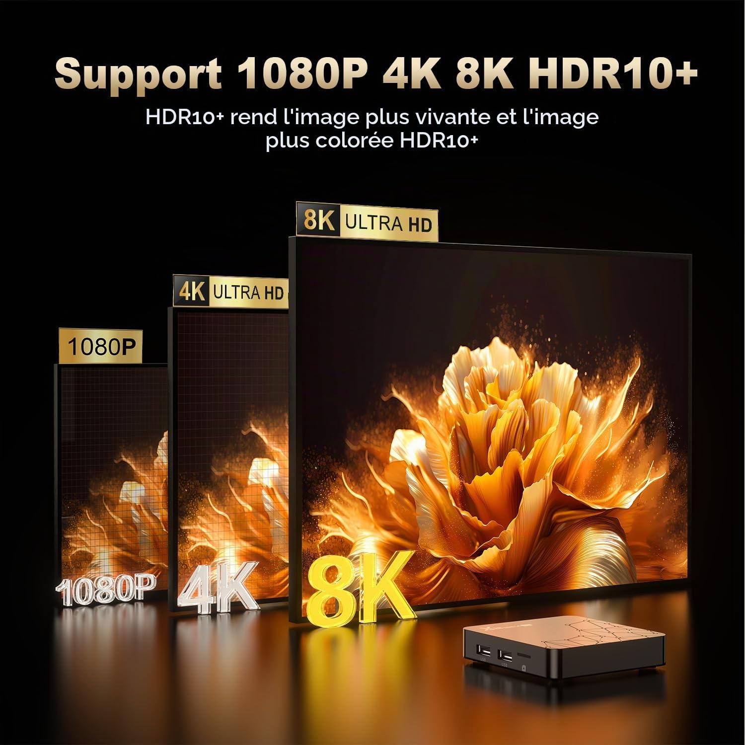 GREVA Android 14.0 TV Box, Résolution 8K UHD Android Box 2 Go RAM 32 Go ROM, Smart TV Box Android 3D HD RK3518mini Quad-Core 64 Bits, Double Wi-FI 6 2,4 GHz/5 GHz LAN Enternet 10/100 Mbps BT 5.0