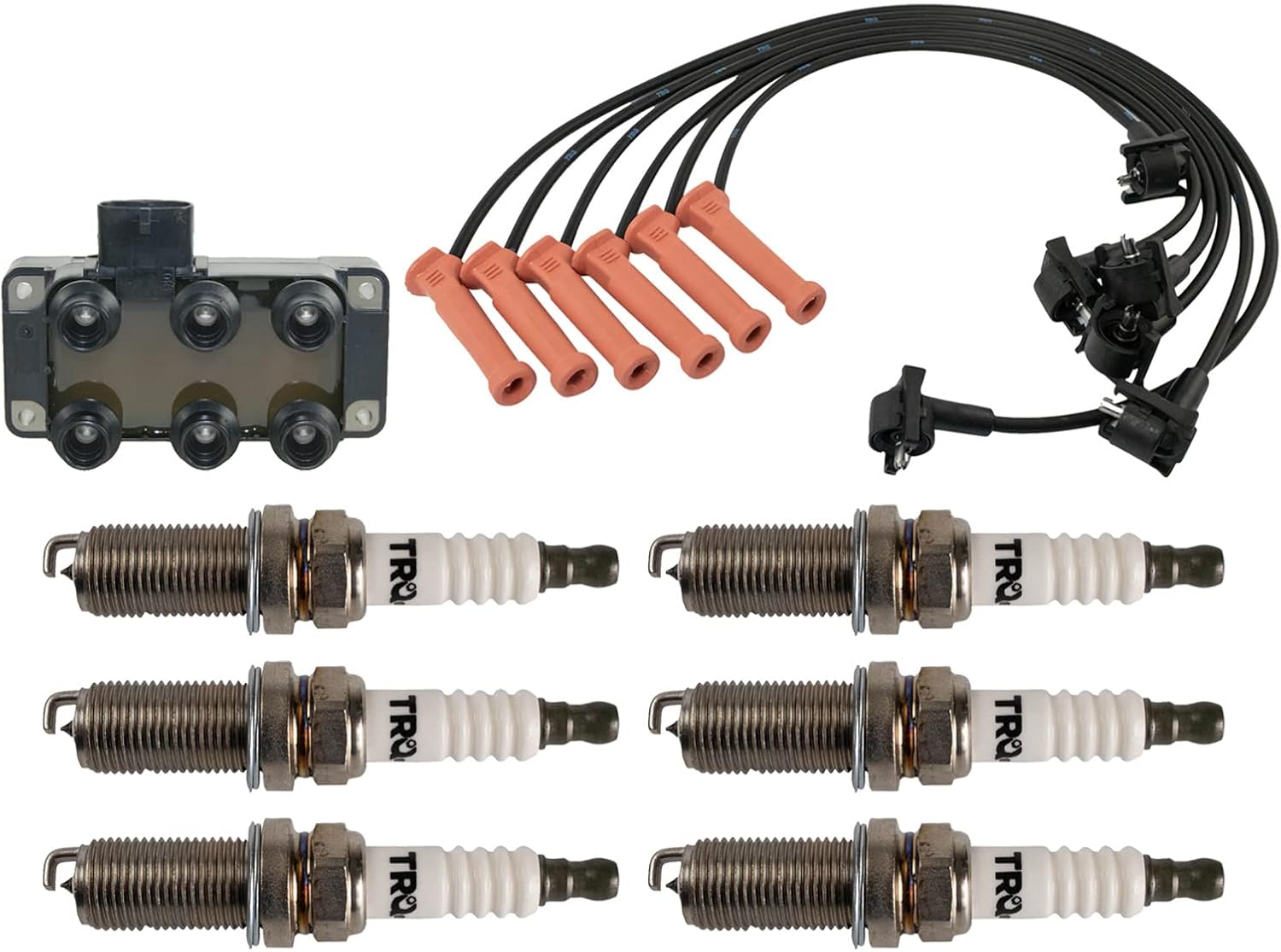 TRQ Ignition Coil & Spark Plug Kit Iridium 8 Piece Compatible with 2001-2005 Mercury Mountaineer 2001-2004 Ford Explorer 2005 Ford Explorer To 07-19-2005 Production Date Only for V6 4.0L