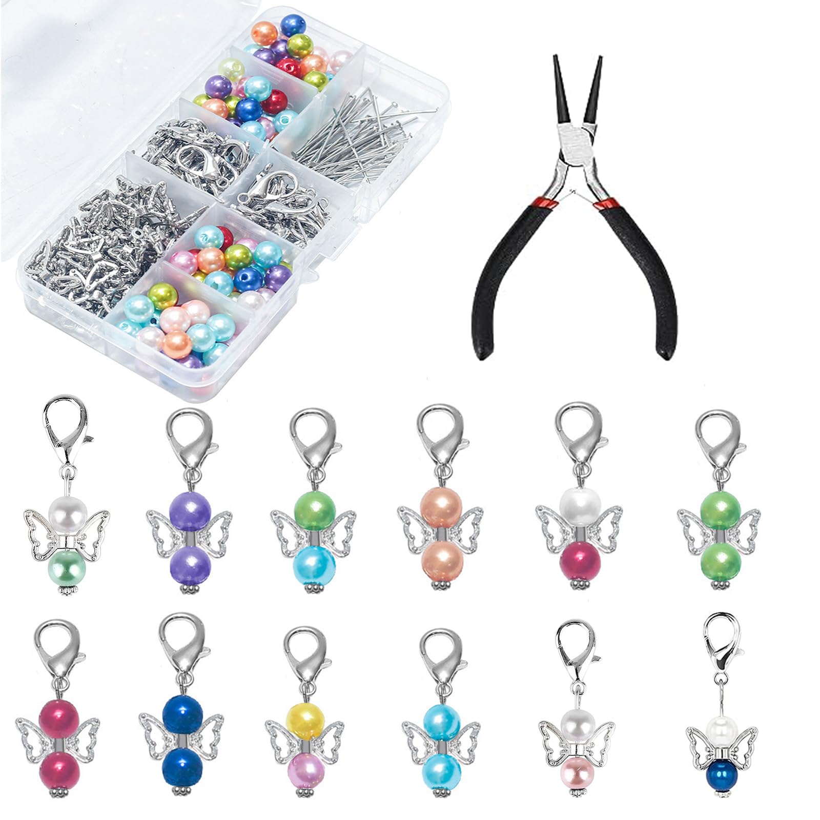 Lot De 10 Porte-clés Ange Gardien - Porte-bonheur, Cadeaux Baptême/Mariage, Multicolores - 13