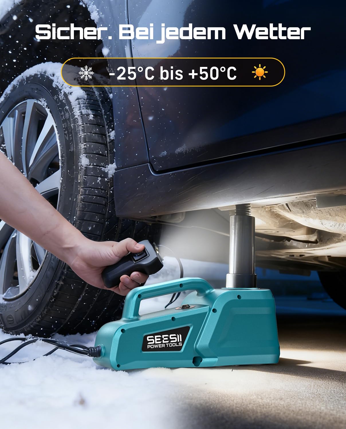 SEESII Wagenheber Hydraulischer 5T 3T: 12V Wagenheber elektrisch mit Fernbedienung & LED Licht, 15,5-45 cm Hubbereich tragbares Werkzeug für Auto/SUV/LKW Notfall Reifenwechsel & Garagenreparatur