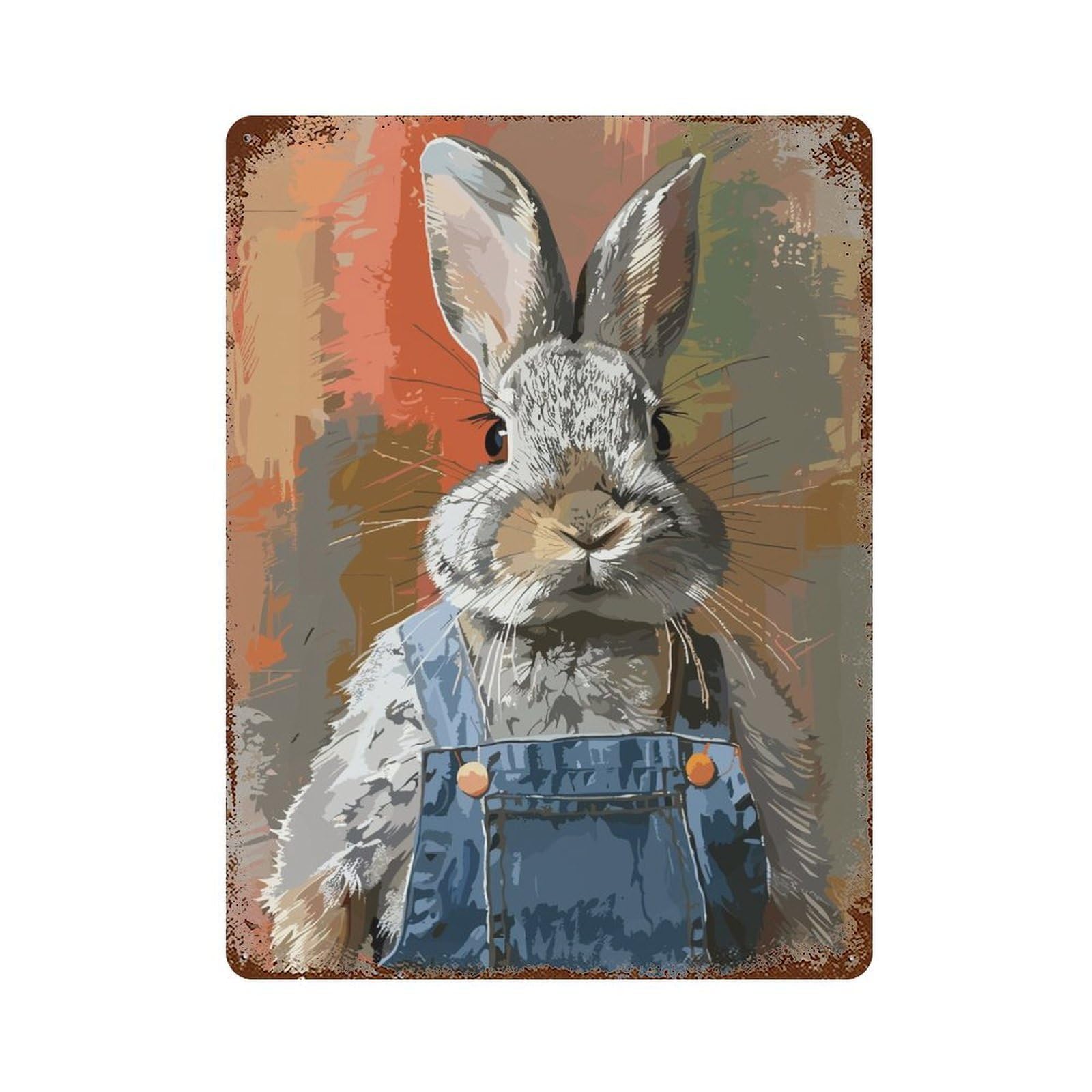 Bunny Fashion Rusty Metal Tin Sign 15.7"x11.8", Ideal for Pub, Kitchen And Man Cave Decor