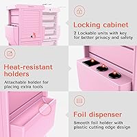 Vista 4 de Carrito de salón profesional TASALON, con 6 bandejas y 2 soportes con cerradura, almacenamiento móvil que ahorra espacio para salón de cabello