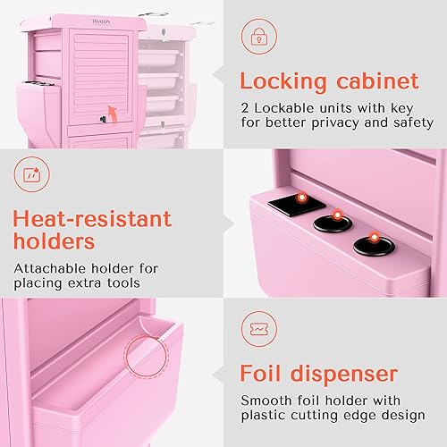 Miniatura 4 de TASALON Carrito profesional de salón con 6 bandejas y 2 soportes, almacenamiento móvil que ahorra espacio para peluquería y estación de belleza,