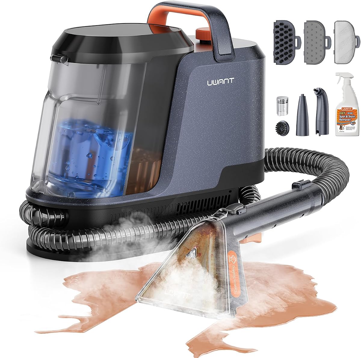 Uwant Carpet Cleaner Machine with Steam&Hot&Cold Water Models 18Kpa Powerful Suction Upholstery Cleaner Machine with Pet Pro Cleaner for Pets, Carpet Steam Cleaner Set of 1