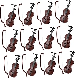 TOYANDONA 12 Conjuntos De Mini Violino Modelo De Violino Falso Brindes De Natal Para Crianças Violino Artesanato DIY Instrumentos Musicais Em Miniatura Brinquedo De Micro Violino Ornamento
