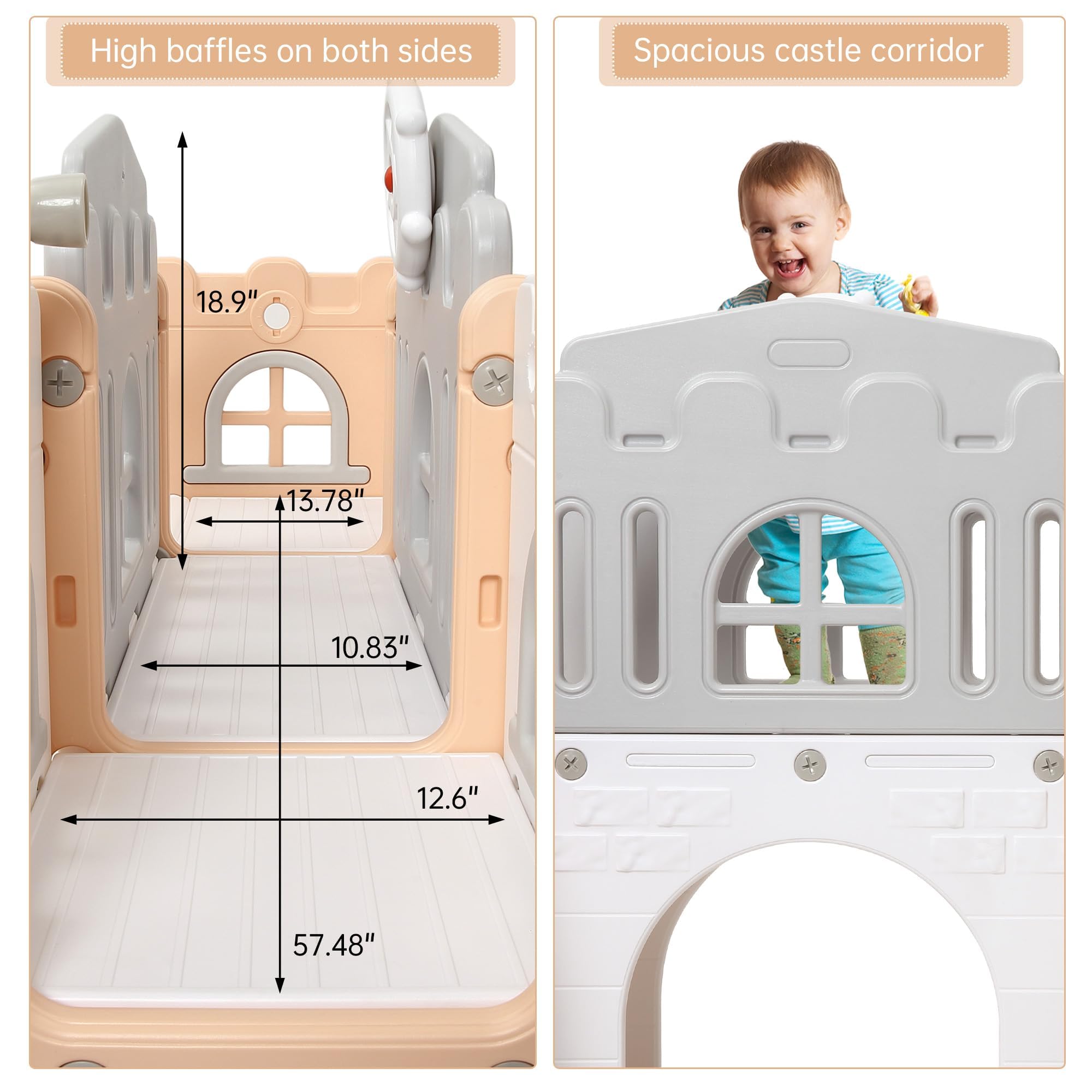11-in-1 Kinderrutsche Indoor & Outdoor – Multifunktions Spielset Mit Klettergerüst, Basketballkorb, Tunnel, Lenkrad, Teleskop Und Zeichentafel Für Kinder 1-5 Jahre, Sicher Und Stabil, Rosa