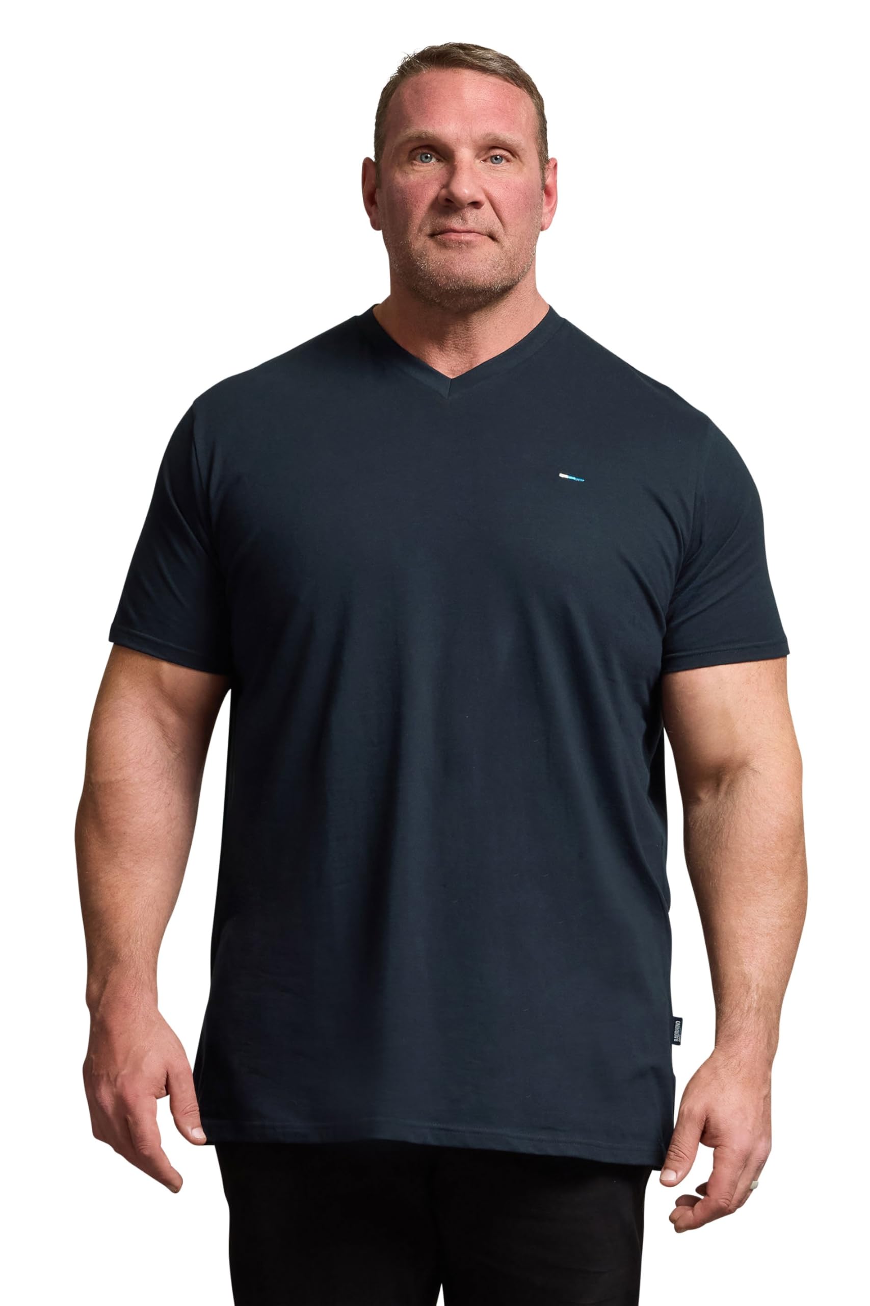 BadRhino Big & Tall Blue Extra Long V-Neck T-Shirt - Men's - Plus Size Curve