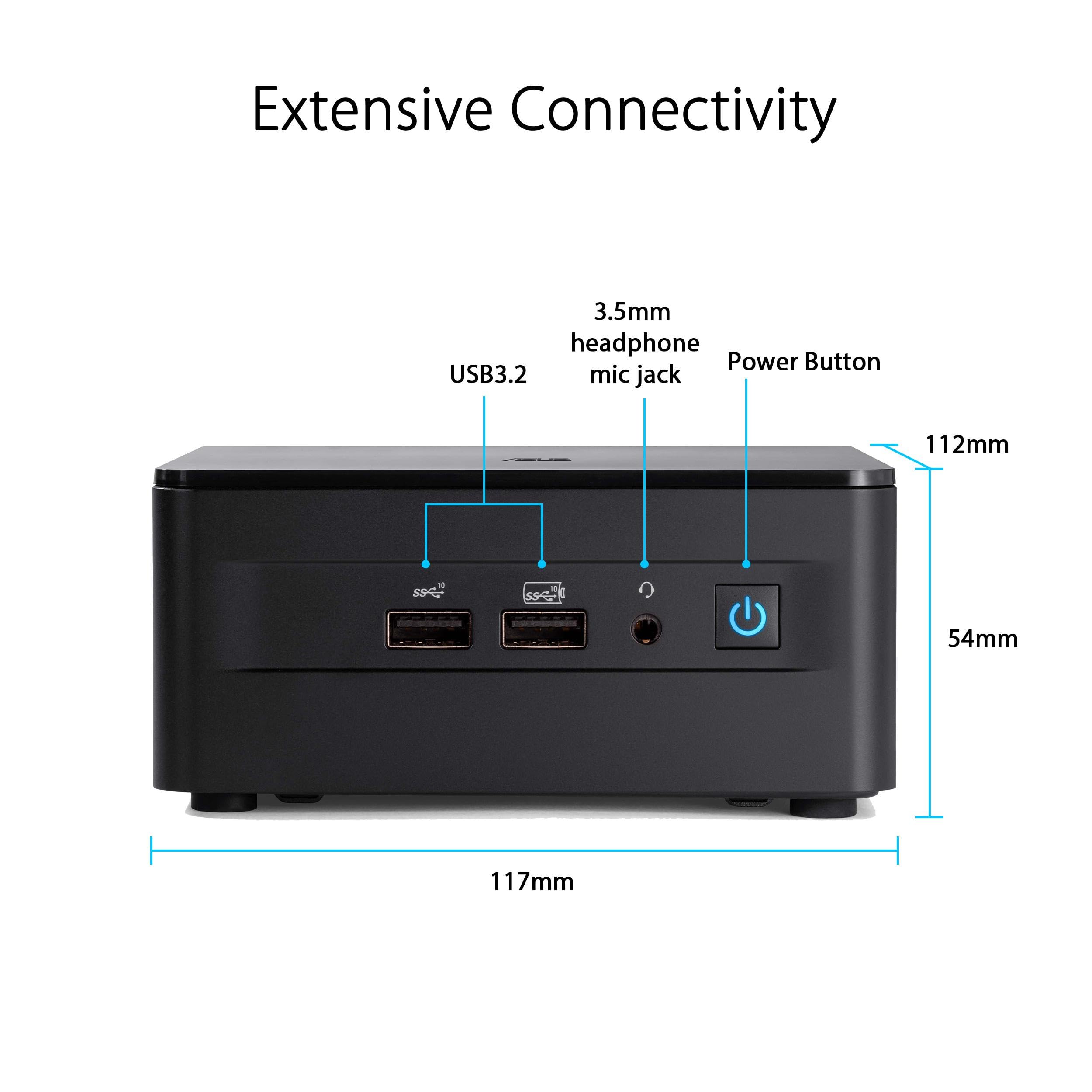 ASUS NUC 12, Mini PC Intel i7-1270p, RAM da 64 GB DDR4-3200, SSD M.2, Scheda Grafica Intel Iris Xe, Wi-Fi 6E, Bluetooth 5.3, Compatibile con Windows 10 e Windows 11 Home, Nero