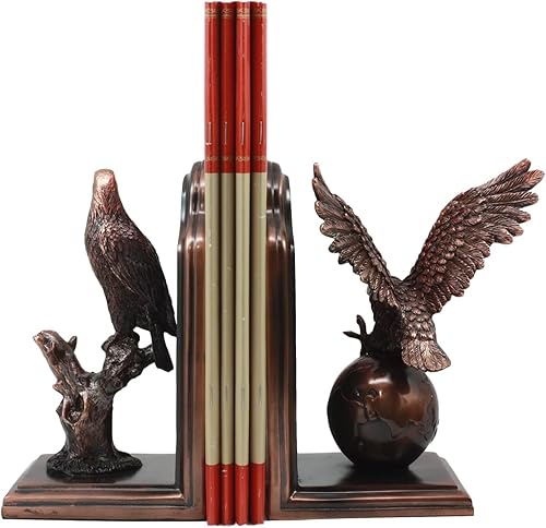 Miniatura 5 de Ebros Gift Alas de la gloria del premio académico Águila calva en globo y rama, sujetalibros de bronce galvanizado patriótico águila americana