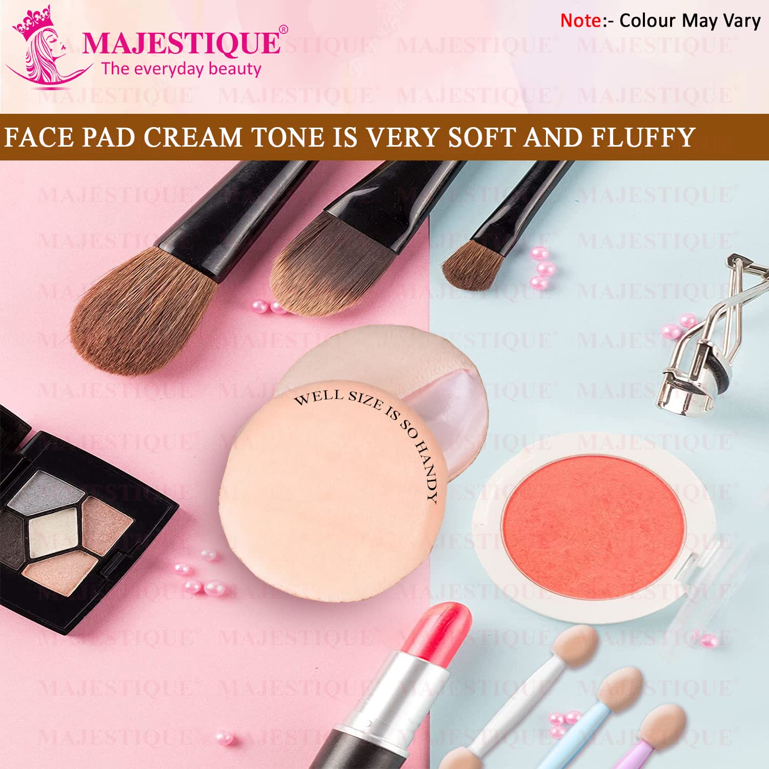 Majestique Cotton Powder Puffs Round, Makeup Puffs Pads, Washable Large Face Body Powder Puffs for Loose Mineral Powder (Champagne-colored) 4