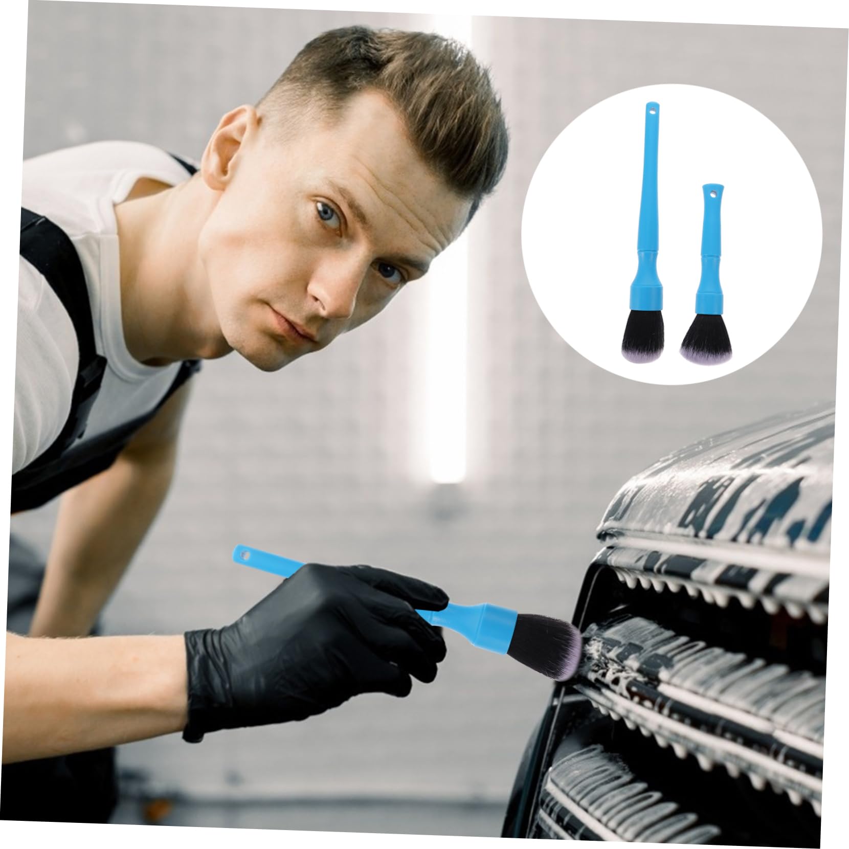 Mobestech 6pezzi Spazzole Detailing Auto Spazzole Ultra Morbide per Pulizia Interni e Esterni Manico Ergonomico Graffi per Venti Portabicchieri e Pannelli Attrezzi per Detailing Auto Lunga e