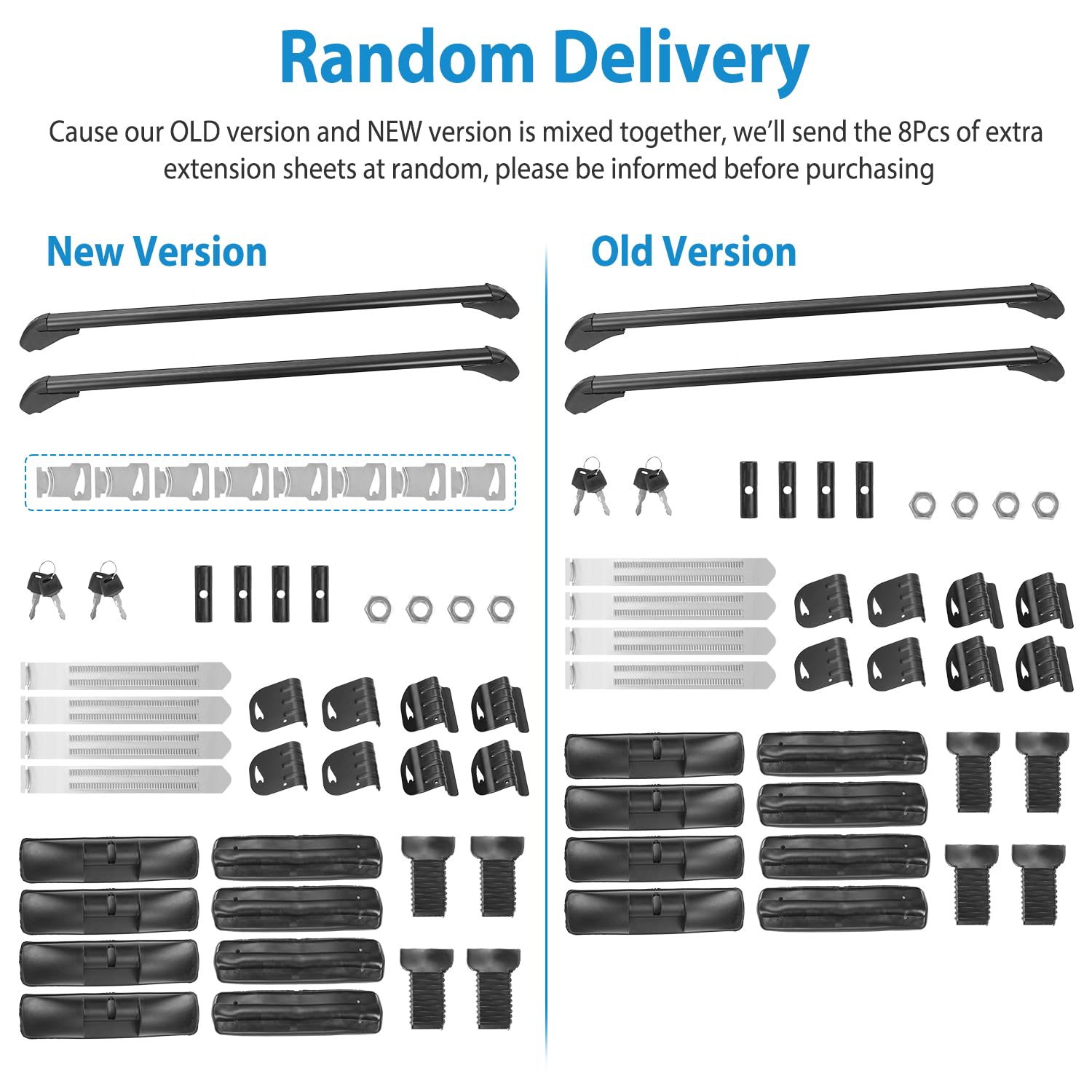 Universal Roof Rack Cross Bars, 43" Aluminum Lockable Car Top Crossbars with Anti-Theft Lock, Adjustable Window Frame for 42.9-44.9inch Bare Roof Kayak Bike Cargo Luggage Rooftop, 165LBS Load