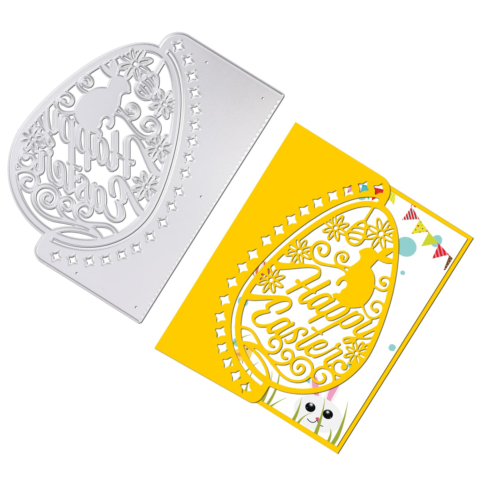 OOTSR Easter Cutting Dies for Card Making, Happy Easter Die Cuts, Egg Embossing Tool Stencil Template Mold DIY Album Paper Card Craft Die for Scrapbooking Decor