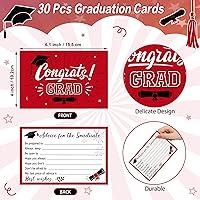 Vista 3 de Funrous Caja grande de tarjetas de graduación roja y negra con 30 piezas de tarjetas de consejos, caja de dinero de regalo, tapa 3D