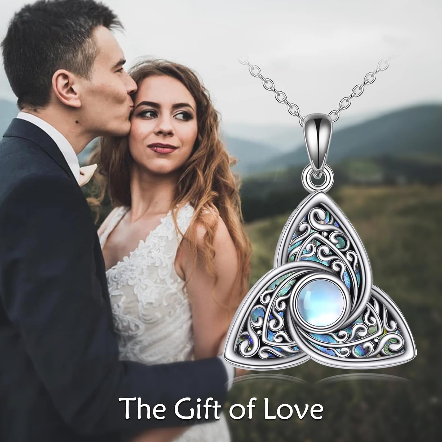 Sterling Silver Teardrop Moonstone/Peridot/Lapis Lazuli Pendant Celtic Knot/Witches Knot/Necklace - Image 5