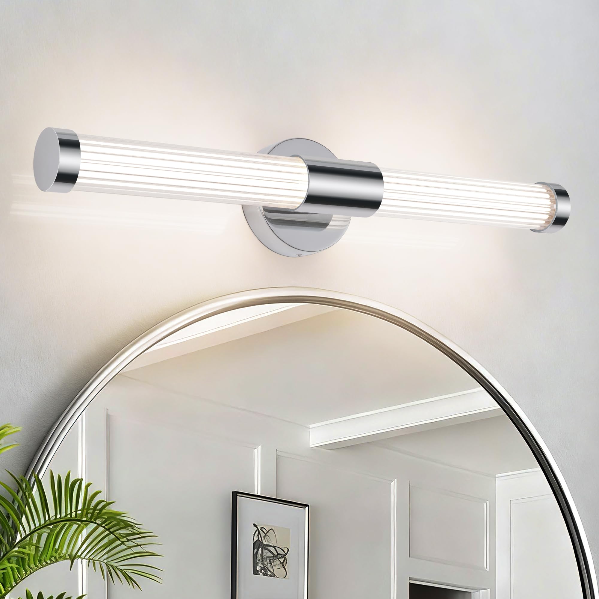 MantoLite Lampada Specchio LED 60cm da Bagno Cromatura a Parete Murale | Lampada led bagno 12w 3cct orientabile 360° ip44 ideale per specchio e illuminazione quadri design moderno