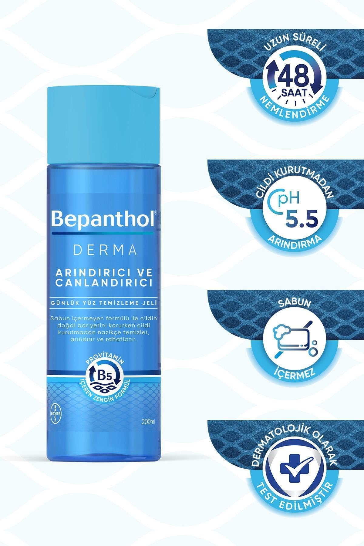 Bepanthol Derma Yoğun Nemlendirici Gece Bakım Kremi 50ML + Derma Arındırıcı & Canlandırıcı Günlük Yüz Temizleme Jeli 200ML