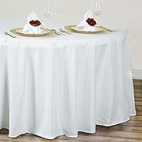 Vista 2 de tableclothsfactory 120" Ronda de Marfil poliéster mantel