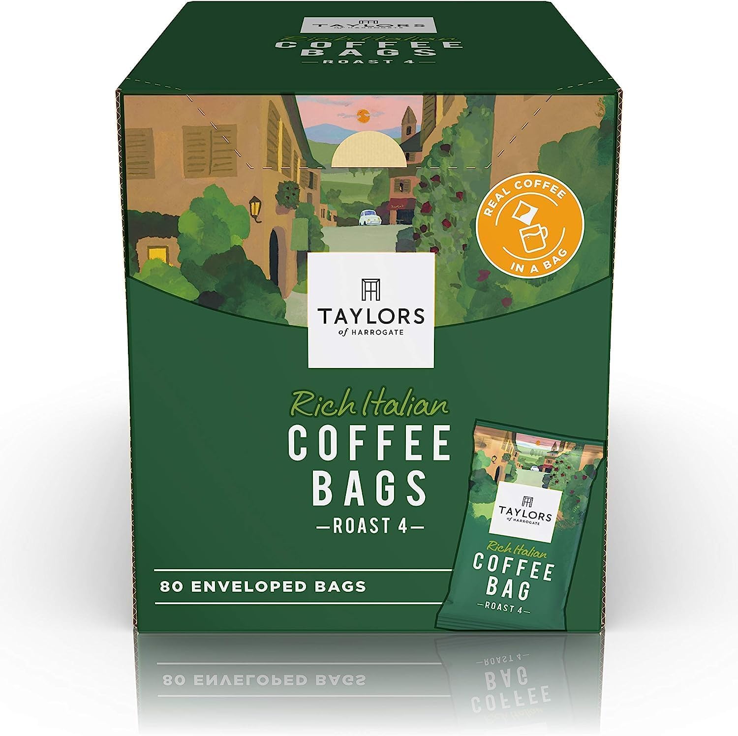 Rich Italian Ground Coffee Bags, 80 Enveloped Bags