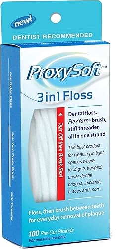 ProxySoft Hilo dental 3 en 1 para un hilo dental óptimo - 6 paquetes de enhebradores de hilo ortopédico precortados para aparatos ortopédicos,