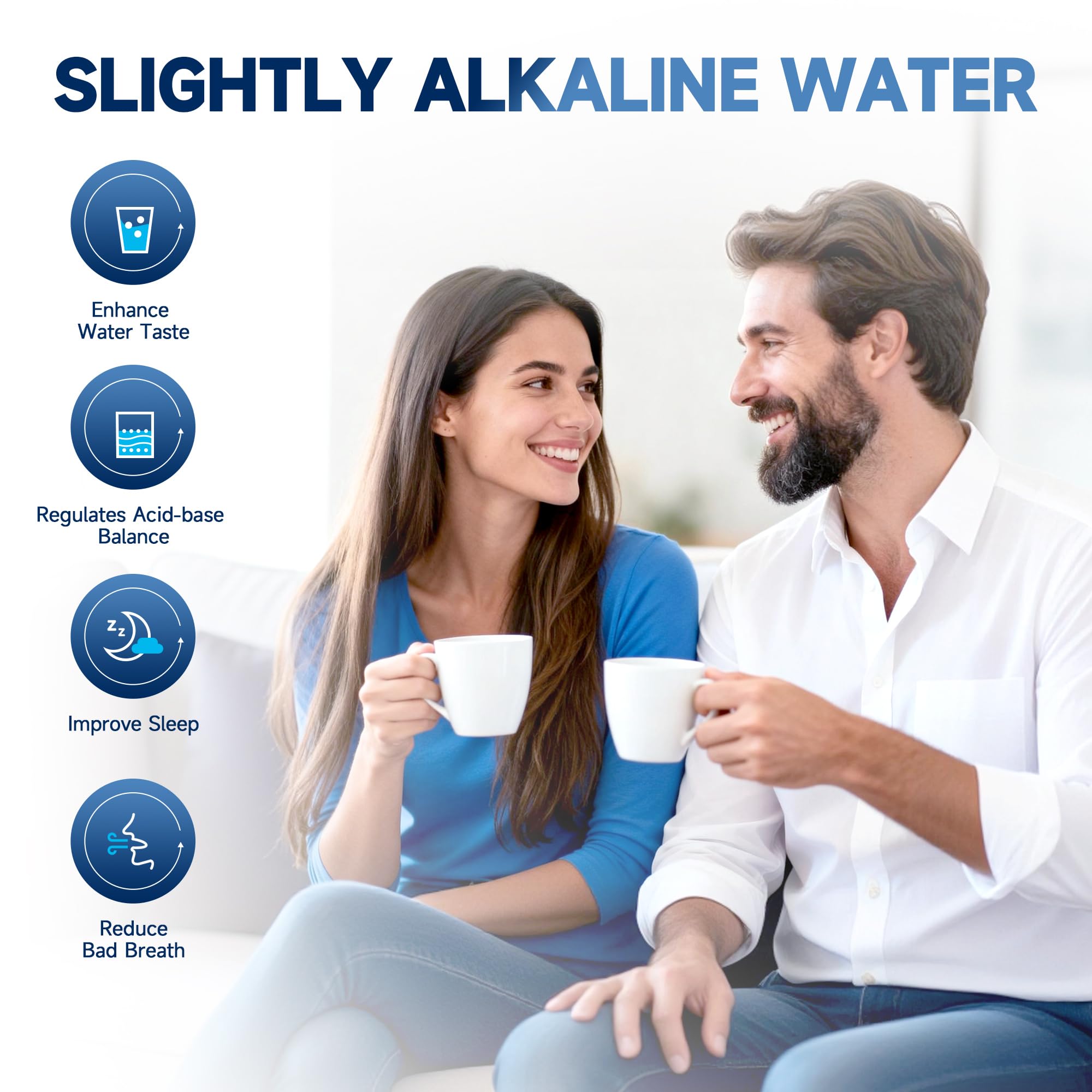 AQUALTRA USF-AR-800 Système d'osmose inverse sous évier, osmoseur alcalin 10 étages sans réservoir, certifié NSF/ANSI/CAN 372, 800 GPD, rapport pur/eaux usées 3:1, robinet LED intelligent