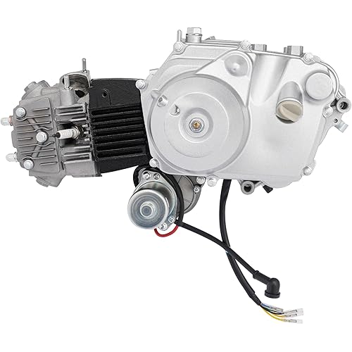 110CC Engine Motor, 4-Stroke Auto Transmission Electric Start Single Cylinder Complete Kit, 4-speed CDI/Air Cooling System Cyclic Automotive Engine Motor Chain Driven for ATV & GO Kart