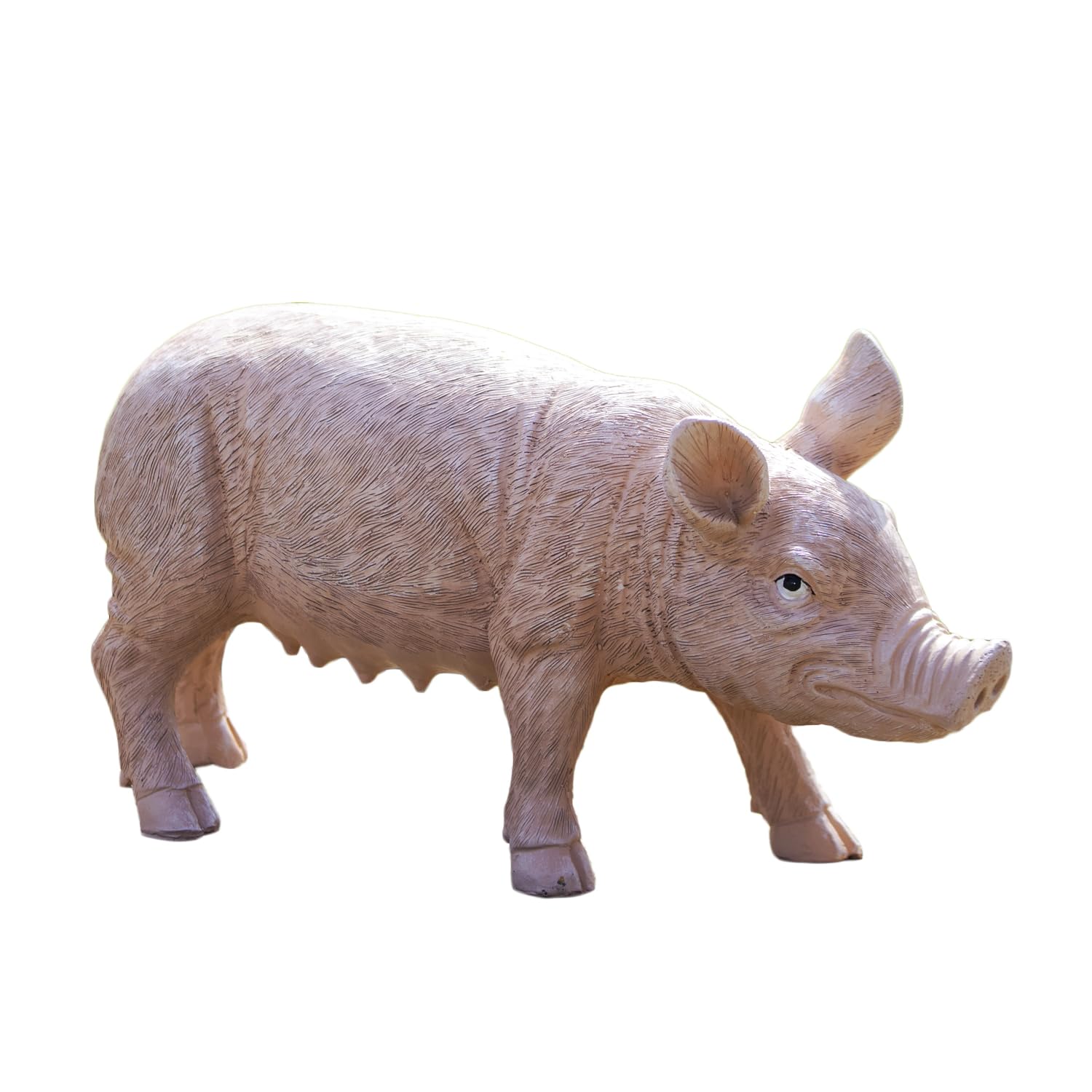 Darthome Pink Porky The Pig Resin Garden Ornament, Realistic Farmyard Animal Statue, W38cm X H18cm X D13cm, Indoor & Outdoor Decor