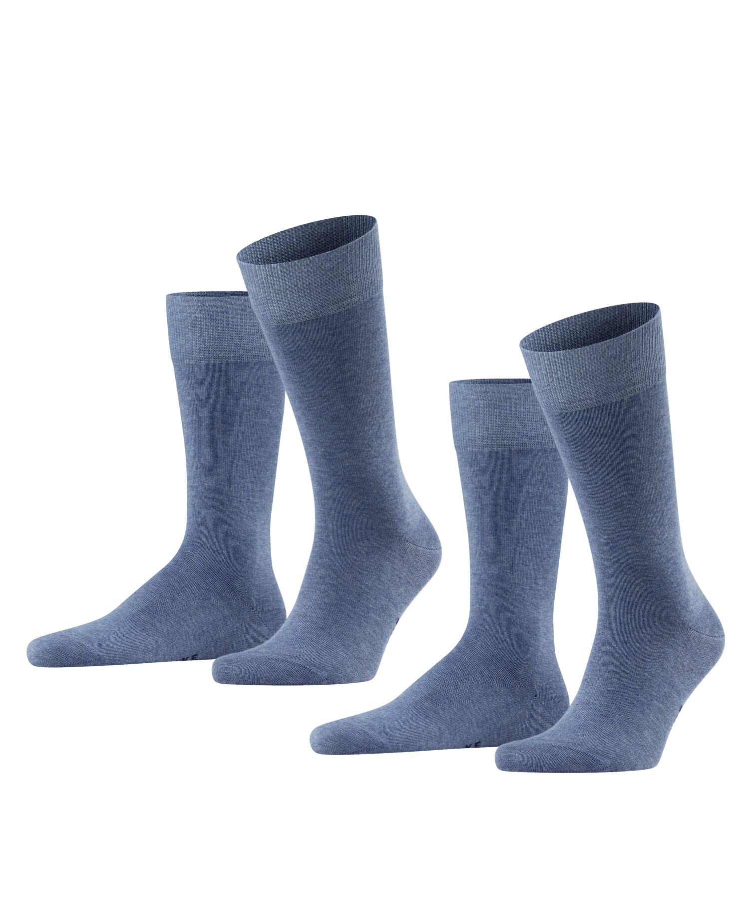 FALKE Men's Happy Double Pack M So Cotton Plain 2 Pairs Socks, Blue Light Denim 6660, 8.5-11