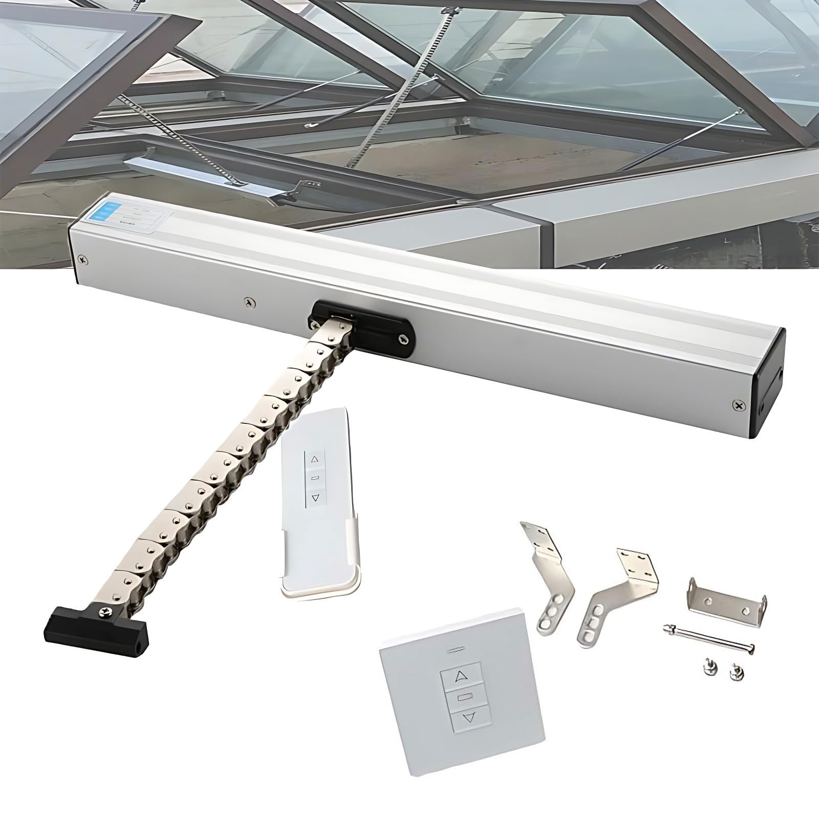 Actuador Eléctrico de Abridor de Ventanas con Control Remoto e Interruptor Silencioso, Abridor de Ventanas de Cadena, Carrera de 300 Mm a 1000 Mm, Para Tragaluces y Ventilaciones de Techo 300mm
