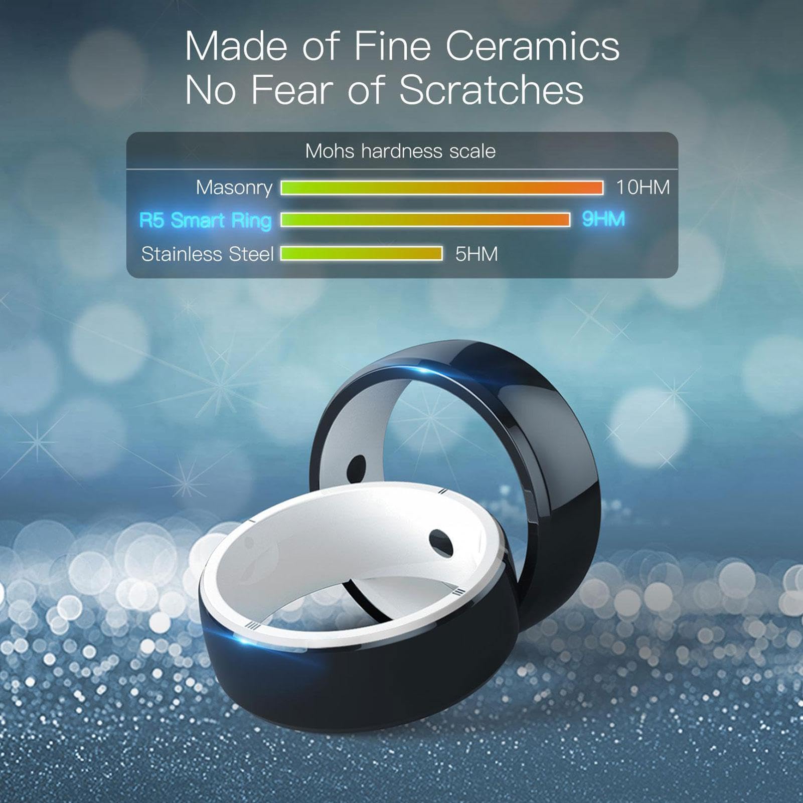 Anello della salute con localizzatore in ceramica, dispositivo | intelligente elettronico portatile, anello tecnologico con 6 schede , per ragazzi, ragazze, donne e uomini