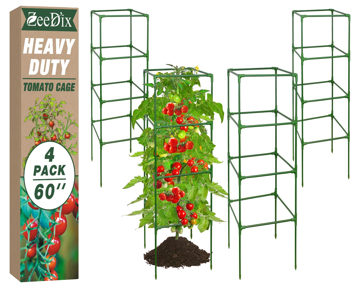 Amazon.com : ZeeDix 4 Pack Tomato Cages for Garden 60 Inches
